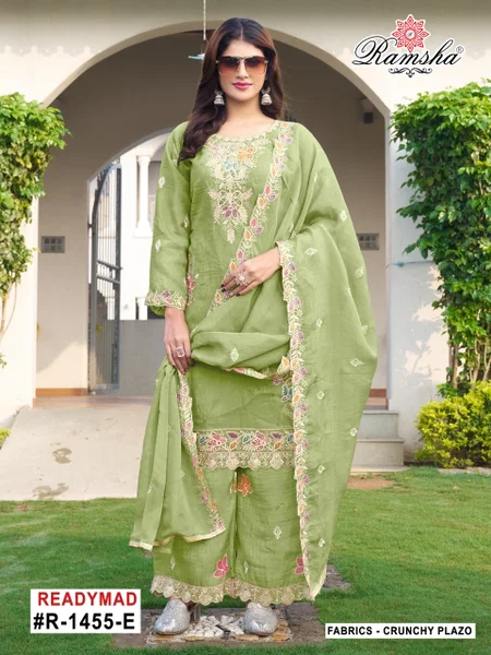 R 1455 E to H By Ramsha Crunchy Online Pakistani Readymade Suits Wholesale